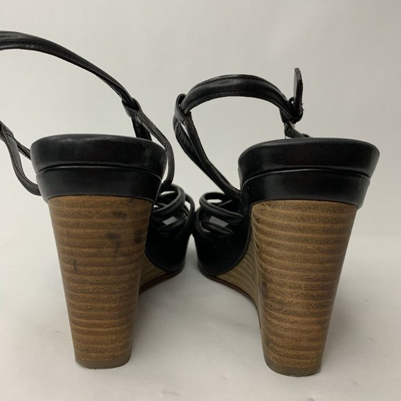 Cole Haan NikeAir Heels Slingback Sandal Platform Wedge Black Leather Uppers 8 - Picture 7 of 12
